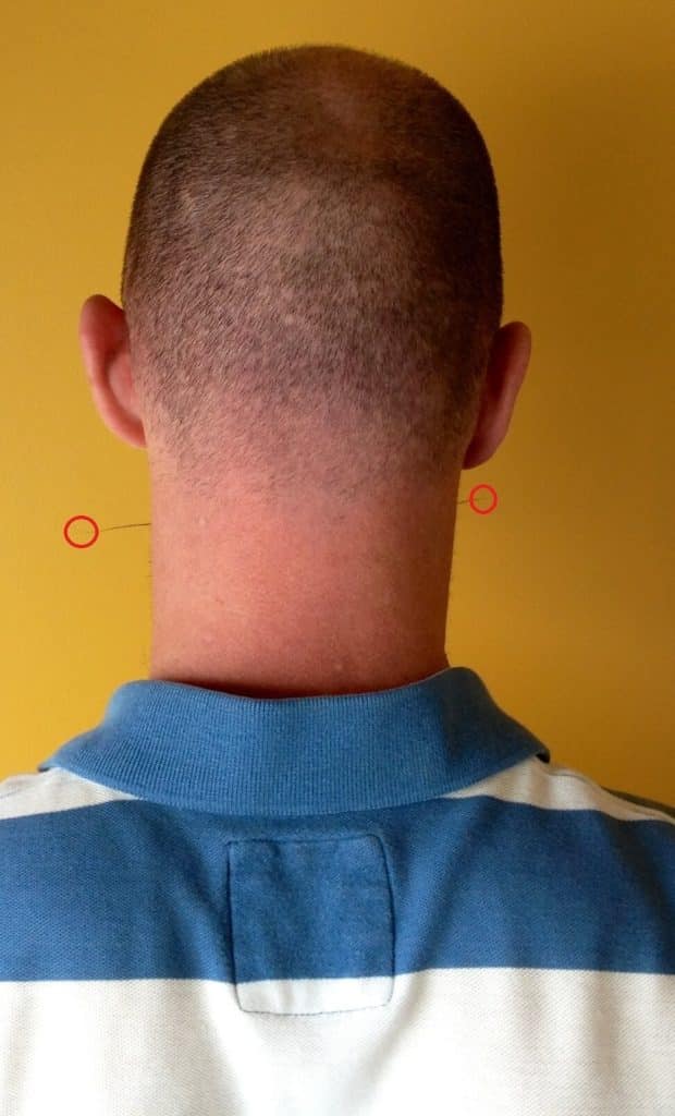 James with his hair completely buzzed off